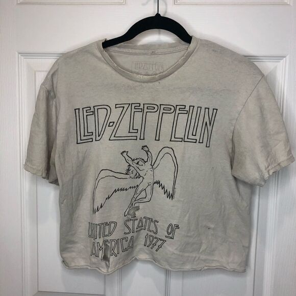 Led Zeppelin United States of America 1977 tour distressed crop tee shirt - Picture 6 of 15